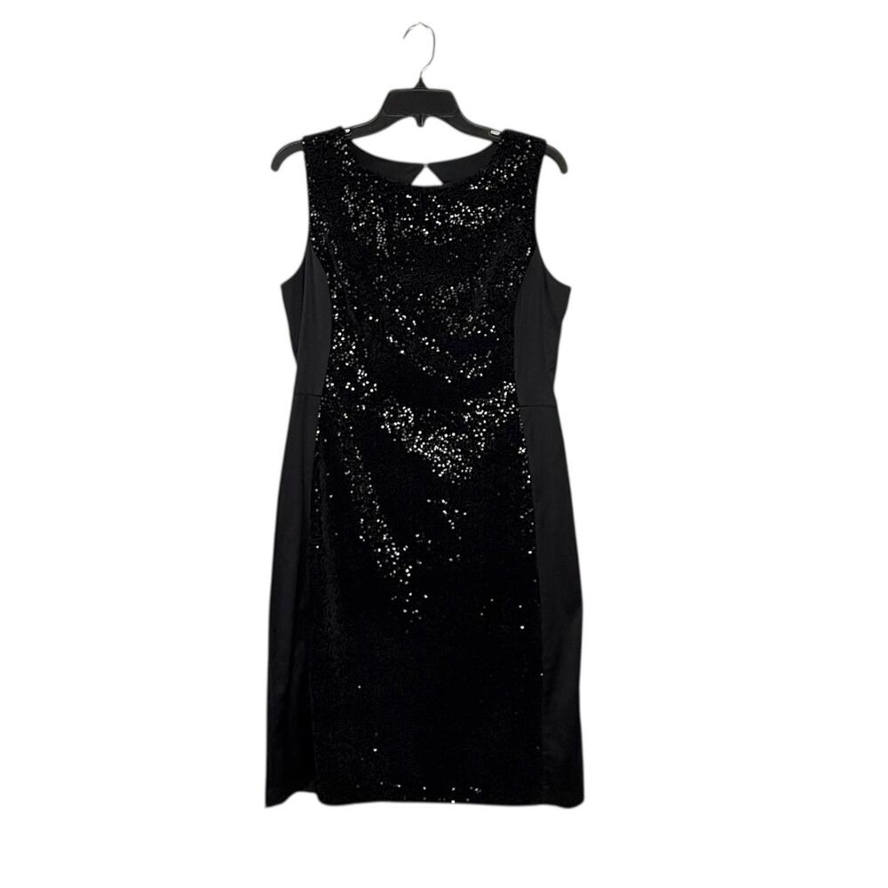 Donna Ricco Sequined Embellished Sheath Panel Dress LBD Cocktail Party Sz 8 EUC